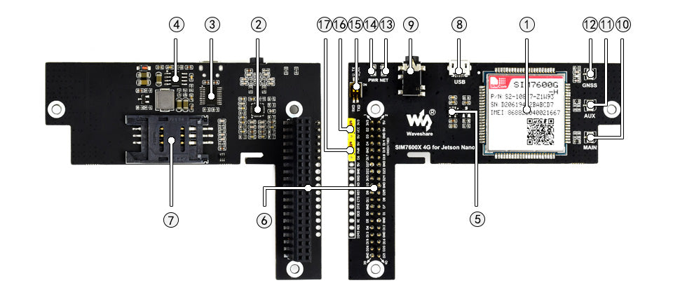 SIM7600G-H 4G / GNSS Module for Jetson Nano, LTE CAT4