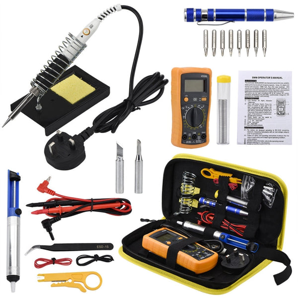 15 in 1 50Hz 60W Electric Iron Set Kit with Multimeter, Random Color Delivery, Multimeter