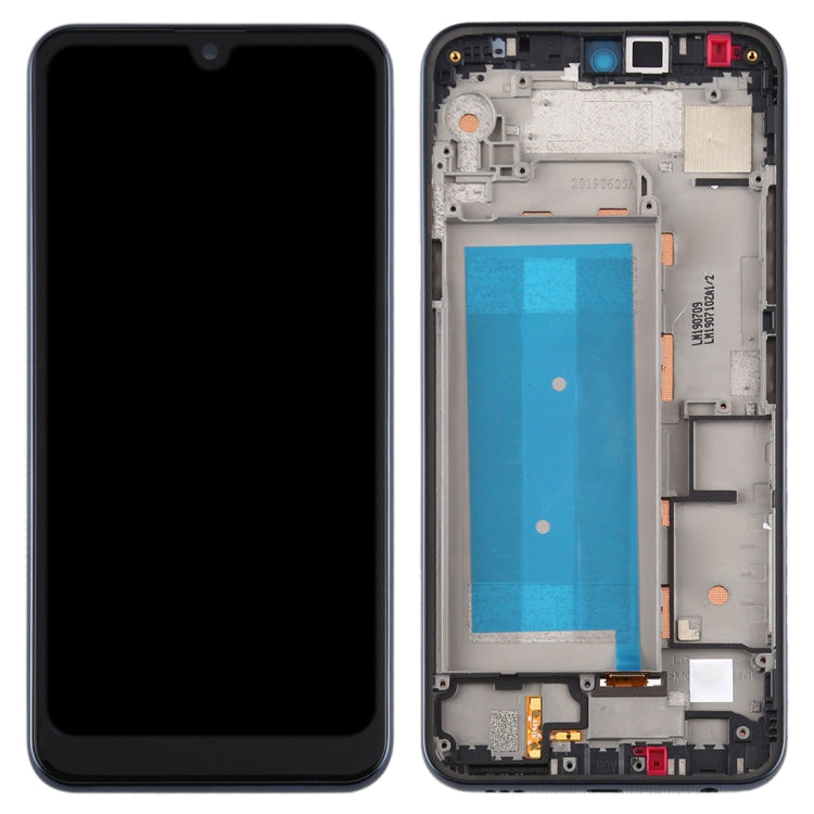 LCD Screen and Digitizer Full Assembly with Frame for LG Q60,Double SIM