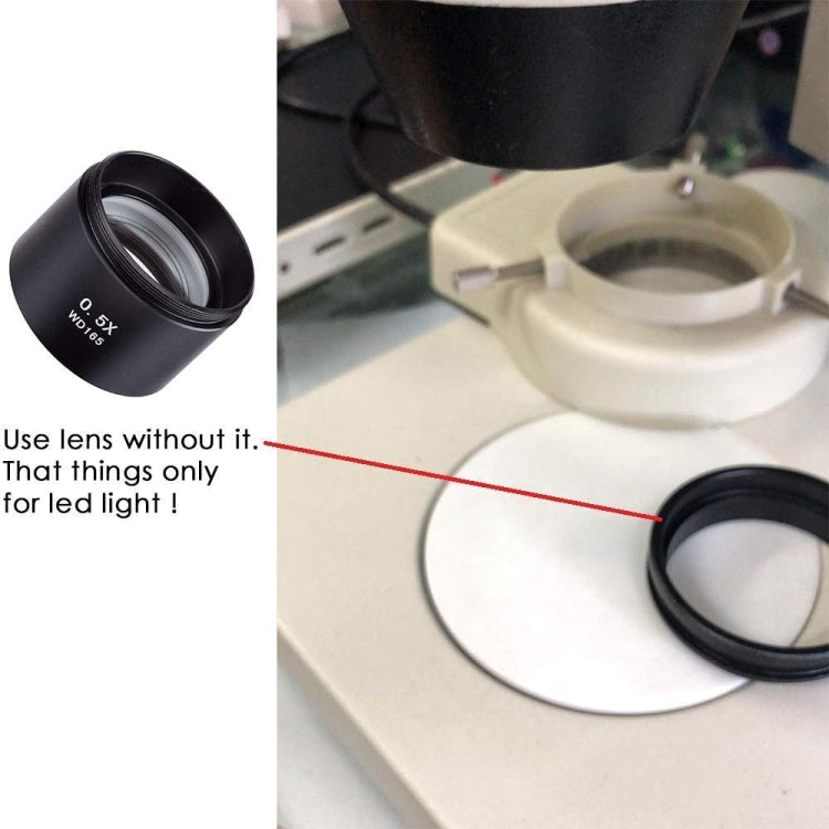 Stereo Microscopes Auxiliary Objective Lens Barlow Lens Magnifier 0.5X WD165, 0.5X WD165