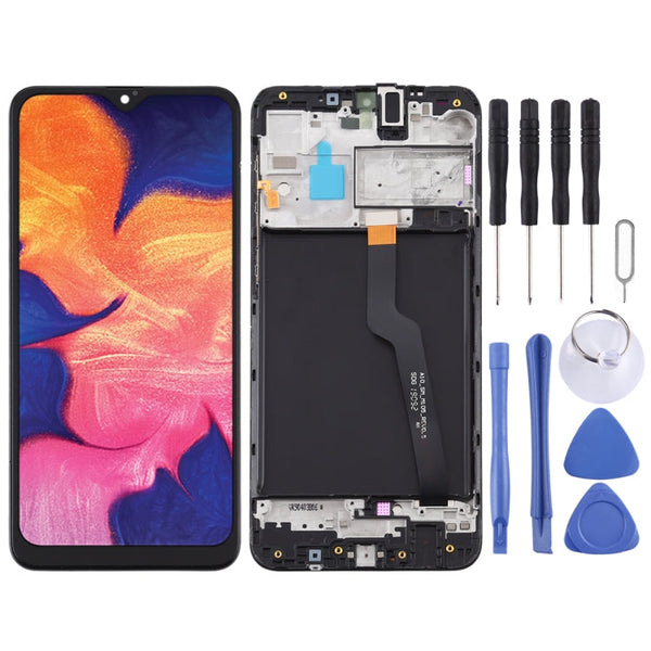 LCD Screen and Digitizer Full Assembly With Frame for Samsung Galaxy A10 / SM-A105F (Single Card Version)