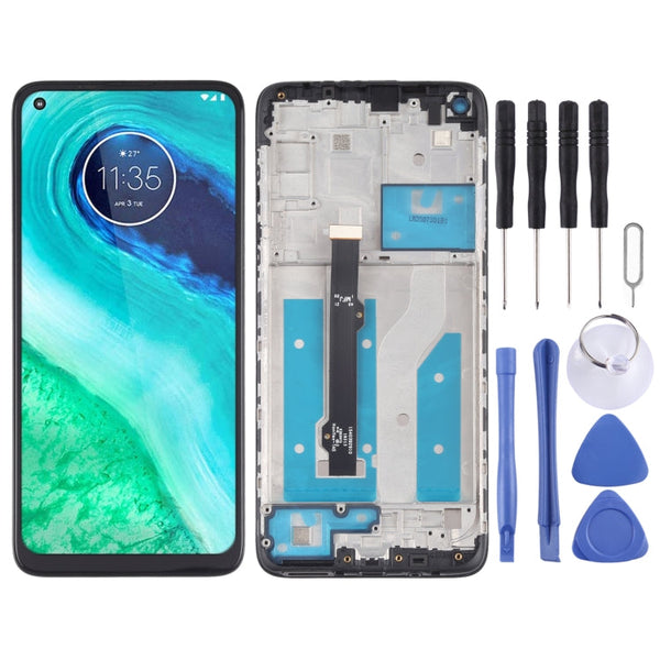 LCD Screen and Digitizer Full Assembly with Frame for Motorola Moto G8 XT2045-1