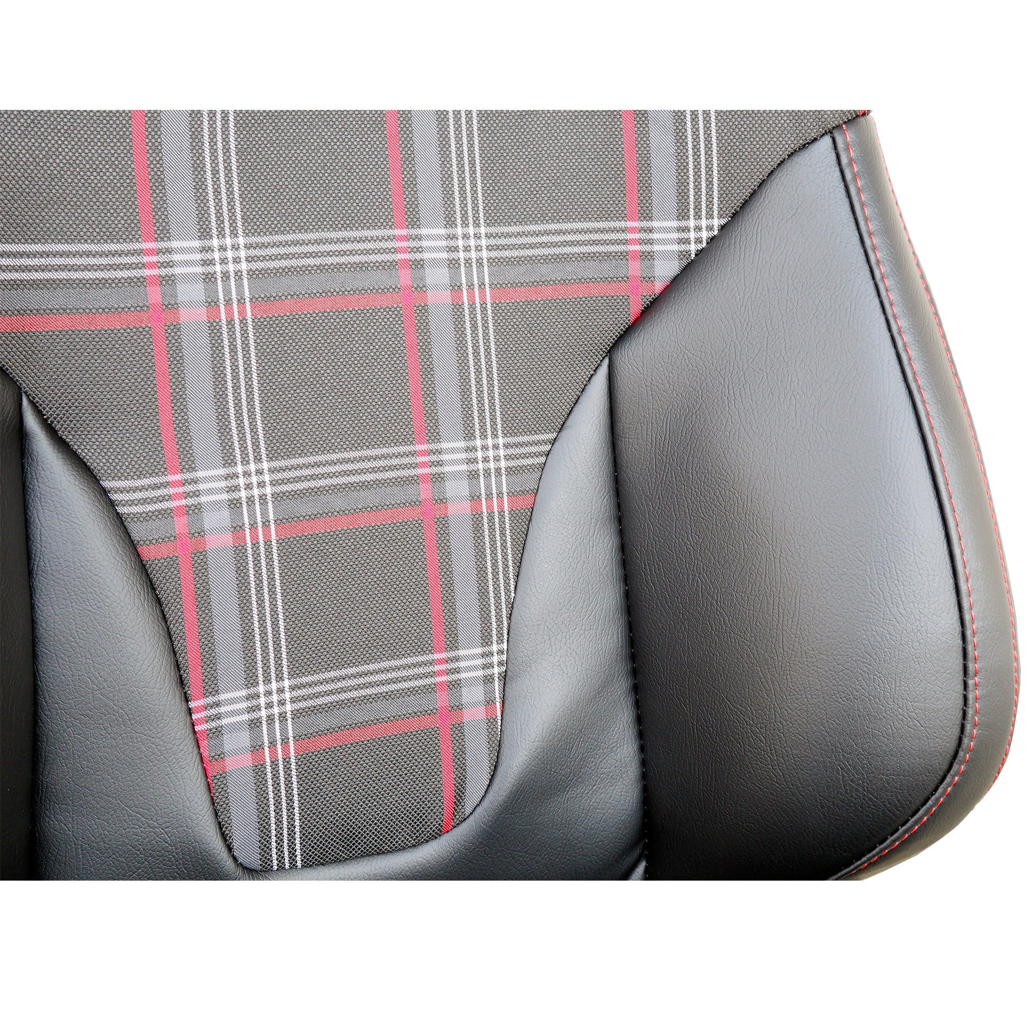 Simoni Racing Universal Plaid Check Tartan GT Jackie x1 Bucket Seat Black & Red inc Base Mounted Slide Runners