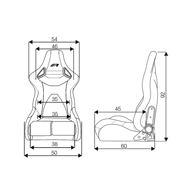 Simoni Racing Universal Plaid Check Tartan GT Jackie x1 Bucket Seat Black & Red inc Base Mounted Slide Runners