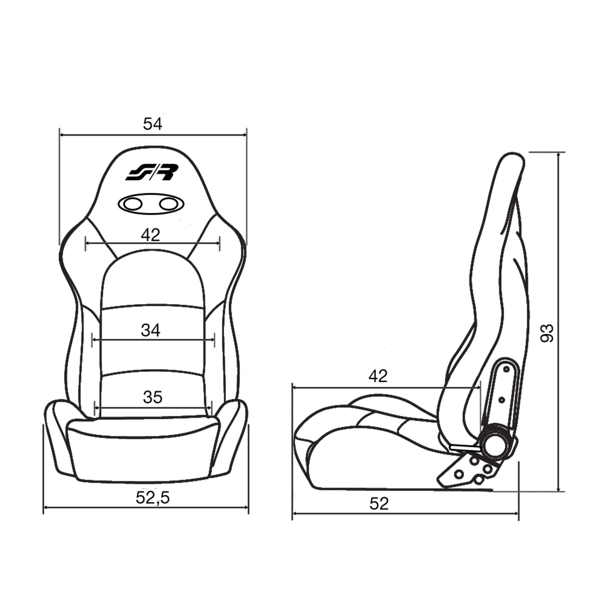 Simoni Racing Black Reclining Lando x1 Universal Sports Bucket Seat + Runners