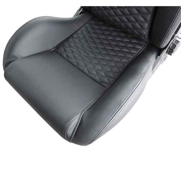 Simoni Racing x1 SRS/15 JIM Universal Quilted Diamond Stitch Reclining Sports Bucket Seat + Runners Black