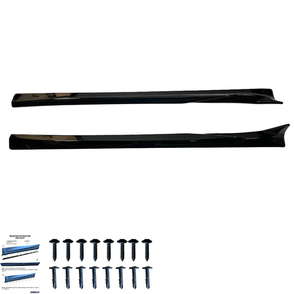 OW Side Skirts Extensions Trims Valance TESLA Model Y 2020-2025 Gloss Black ABS Plastic Screws On