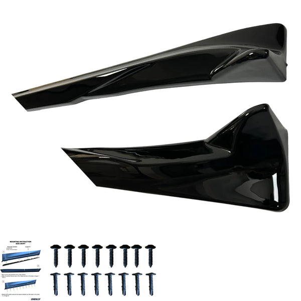 OW Side Skirts Extensions Trims Valance TESLA Model Y 2020-2025 Gloss Black ABS Plastic Screws On