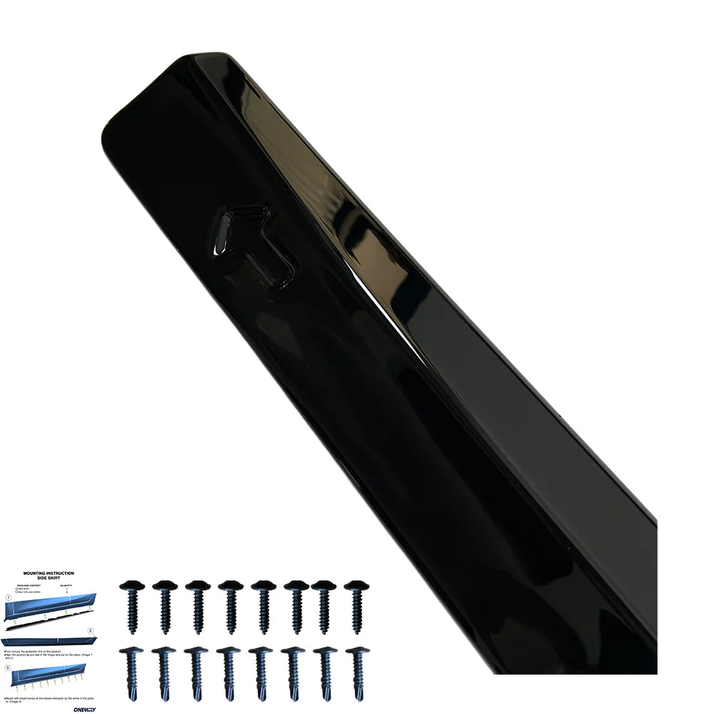 OW Side Skirts Extensions Trims Valance TESLA Model Y 2020-2025 Gloss Black ABS Plastic Screws On