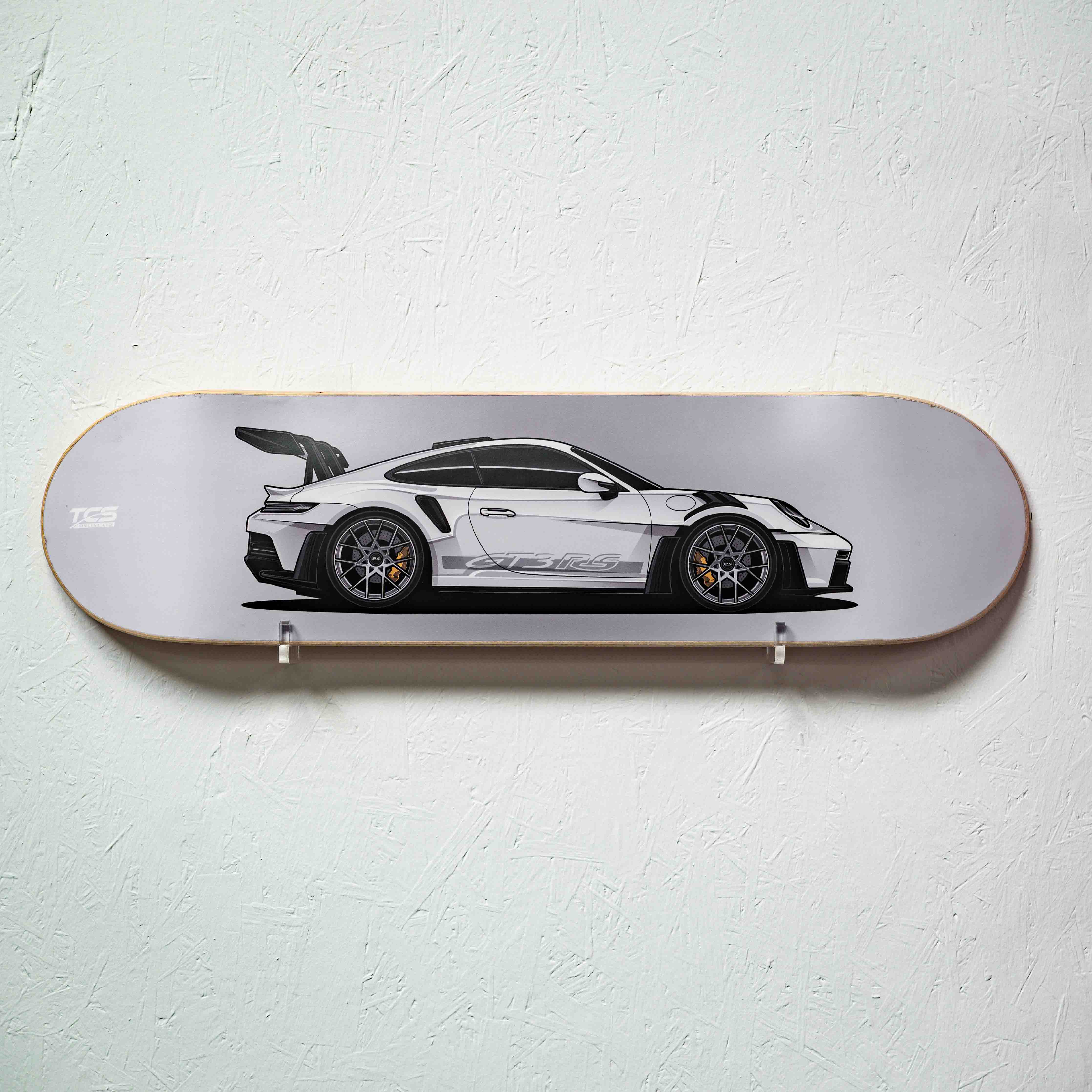 Porsche 911 GT3 RS Skate Deck Wall Art - White
