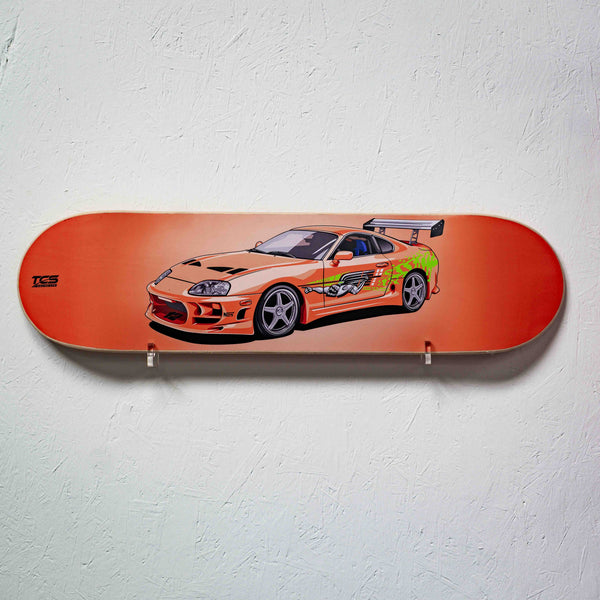 Fast and Furious inspired Orange Toyota Supra Skate Deck Wall Art