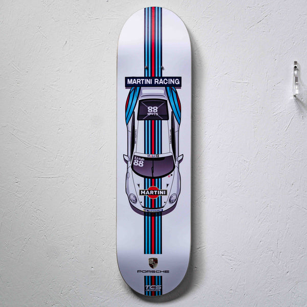 Martini-inspired Porsche Skate Deck Wall Art (Vertical)