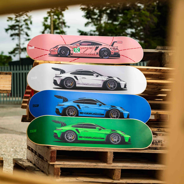Porsche 911 GT3 RS Skate Deck Wall Art - White