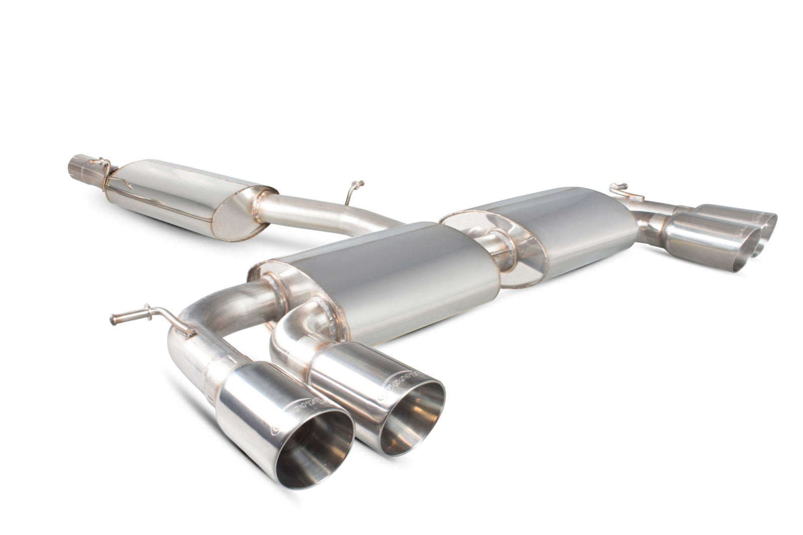 Scorpion VW Golf MK7 R 2.0L (14-16) Resonated Cat-Back Exhaust with No Valves- Polished Quad Daytona Tips – SVW044D