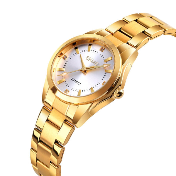 SKmei 1620 Delicate Rhinestone Creative Casual Waterproof Quartz Women Watch Steel Strap Watch