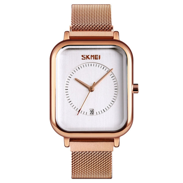SKMEI 9207 Fashion Creative Simple Watch Men Magnetic Buckle Mesh Belt Steel Belt Couple Quartz Watch