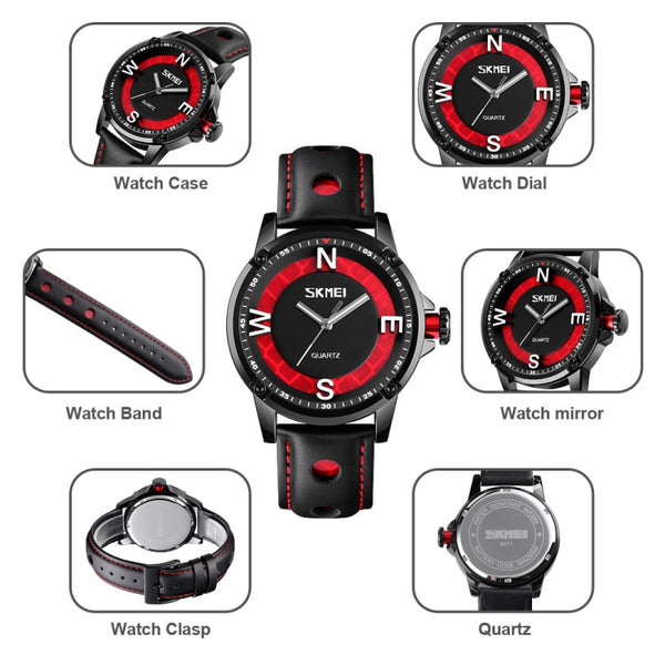 SKMEI 9211 Fashion Sports Stereo Dial Luminous Pointer Creative Watch Business Trend Men Quartz Watch
