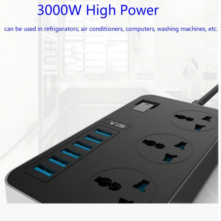 T09 3000W High Power Multi-Function Plug-in 3-Hole International Universal Jack + 6 USB Intelligent Charging