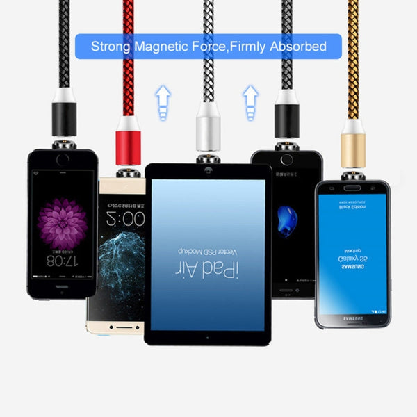 2 in 1 USB to 8 Pin + Micro USB Magnetic Metal Interface Nylon Braided Charging Cable, Length: 1m, 1m