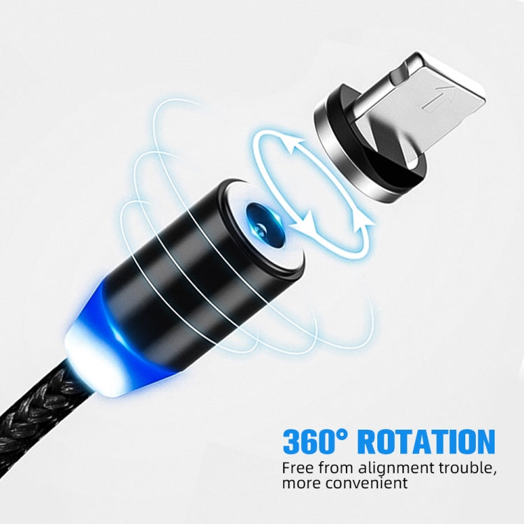 3 in 1 USB to 8 Pin + Type-C/USB-C + Micro USB Magnetic Metal Interface Nylon Braided Charging Cable, Length: 1m