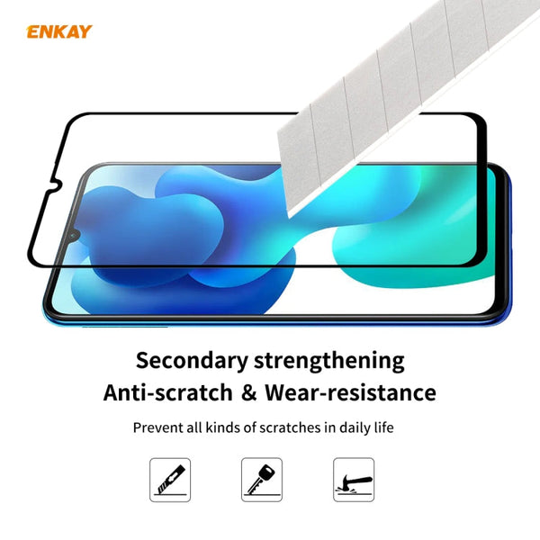 2 PCS ENKAY Hat-Prince Full Glue 0.26mm 9H 2.5D Tempered Glass Full Coverage Film