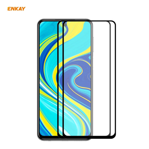 2 PCS ENKAY Hat-Prince Full Glue 0.26mm 9H 2.5D Tempered Glass Full Coverage Film
