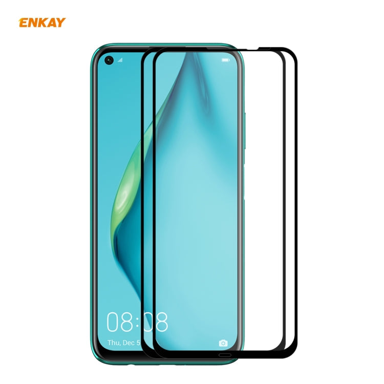 2 PCS ENKAY Hat-Prince Full Glue 0.26mm 9H 2.5D Tempered Glass Full Coverage Film