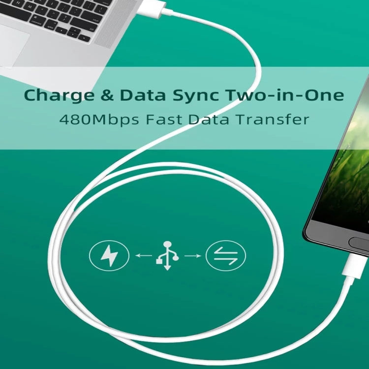 2.4A USB Male to Micro USB Male Interface Charge Cable, Length: 1m(White)