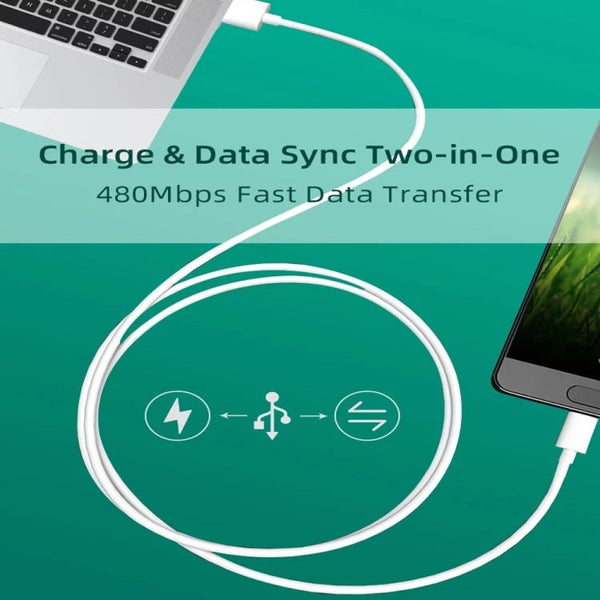 2.4A USB Male to Micro USB Male Interface Charge Cable, Length: 1m(White)