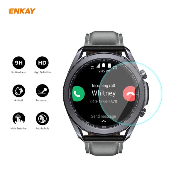 2 PCS ENKAY Hat-Prince 0.2mm 9H 2.15D Curved Edge Tempered Glass Screen Protector Watch Film, For Samsung Galaxy Watch 3 45mm, For Samsung Galaxy Watch 3 41mm