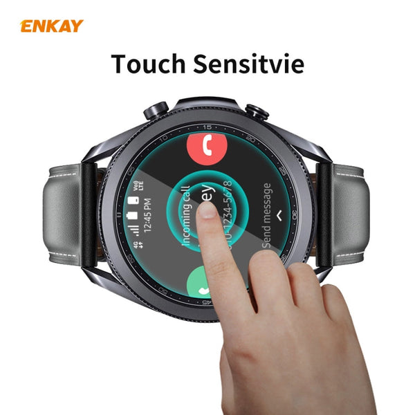 2 PCS ENKAY Hat-Prince 0.2mm 9H 2.15D Curved Edge Tempered Glass Screen Protector Watch Film, For Samsung Galaxy Watch 3 45mm, For Samsung Galaxy Watch 3 41mm