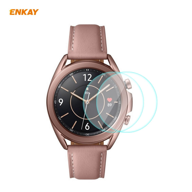 2 PCS ENKAY Hat-Prince 0.2mm 9H 2.15D Curved Edge Tempered Glass Screen Protector Watch Film, For Samsung Galaxy Watch 3 45mm, For Samsung Galaxy Watch 3 41mm