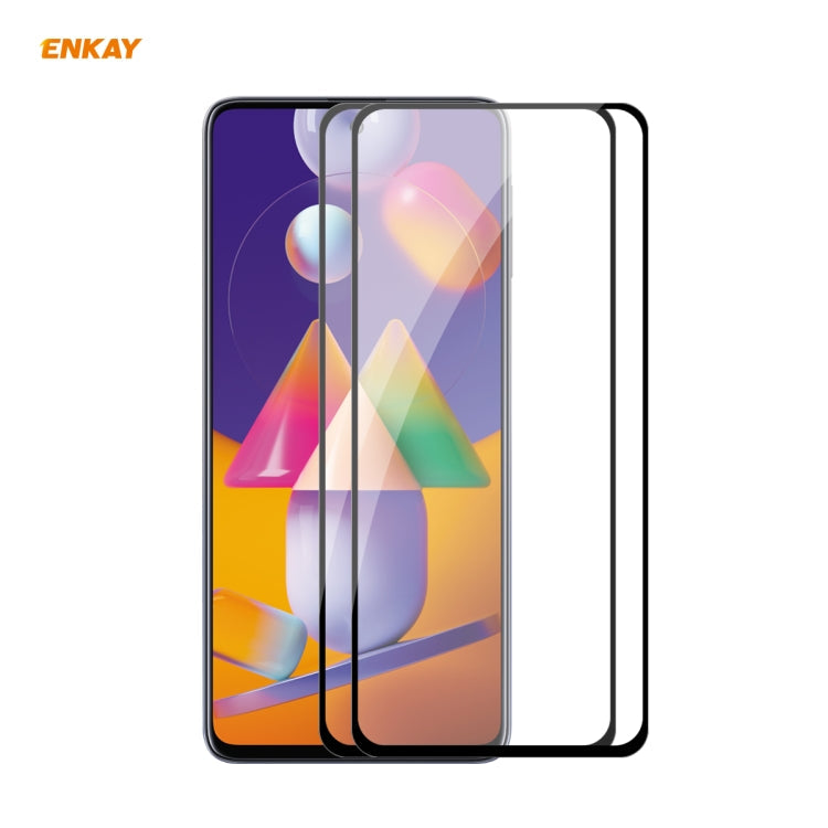 2 PCS ENKAY Hat-Prince Full Glue 0.26mm 9H 2.5D Tempered Glass Full Coverage Film, For Samsung Galaxy M31s, For OnePlus Nord