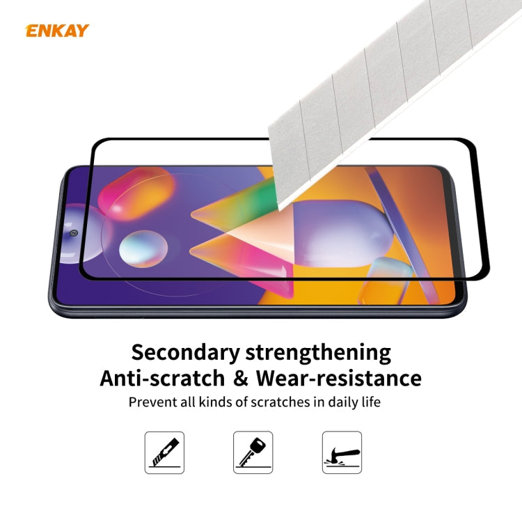 2 PCS ENKAY Hat-Prince Full Glue 0.26mm 9H 2.5D Tempered Glass Full Coverage Film, For Samsung Galaxy M31s, For OnePlus Nord