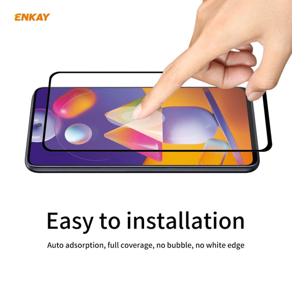 2 PCS ENKAY Hat-Prince Full Glue 0.26mm 9H 2.5D Tempered Glass Full Coverage Film, For Samsung Galaxy M31s, For OnePlus Nord