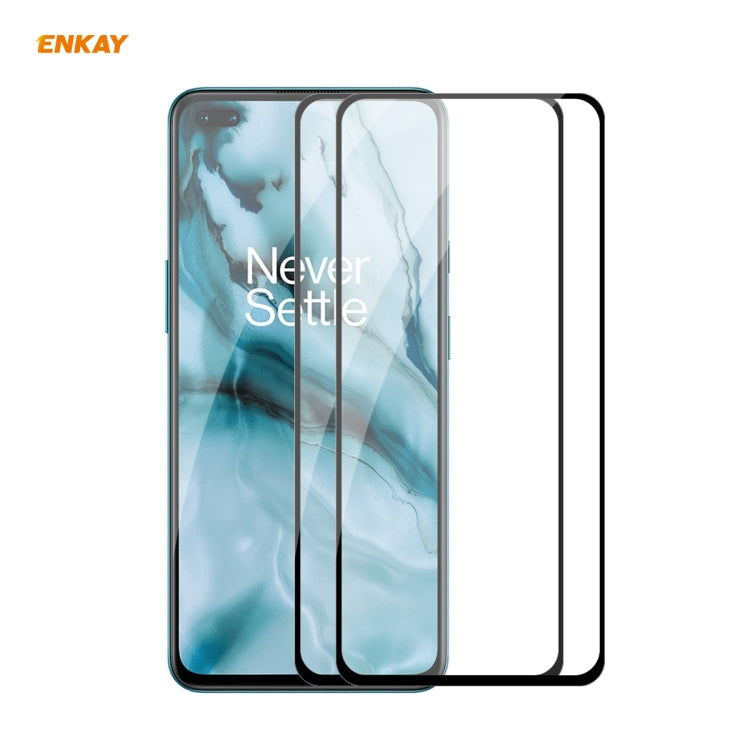 2 PCS ENKAY Hat-Prince Full Glue 0.26mm 9H 2.5D Tempered Glass Full Coverage Film, For Samsung Galaxy M31s, For OnePlus Nord