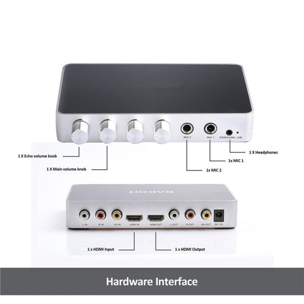 KM200 Portable Digital Stereo Audio Echo System Machine HDMI Karaoke Mixer Amplifier 4K/2K TV PC Home Theater