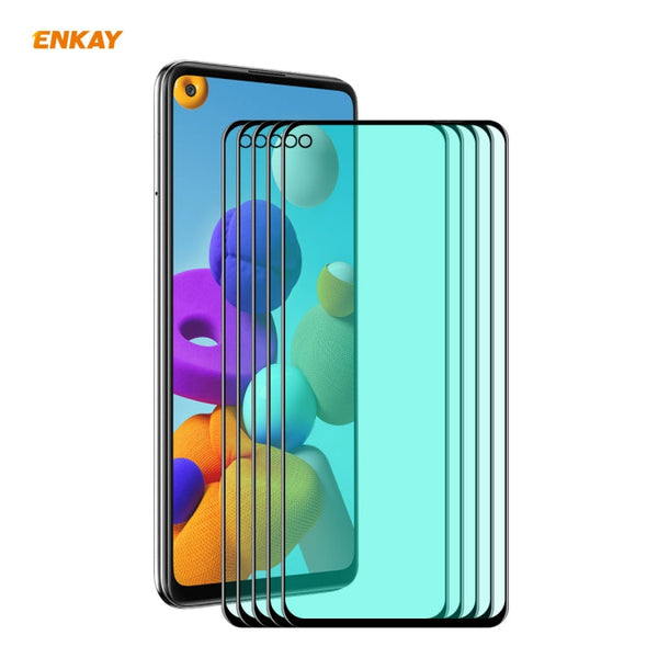 5 PCS ENKAY Hat-Prince 0.26mm 9H 6D Curved Full Screen Eye Protection Green Film Tempered Glass Protector