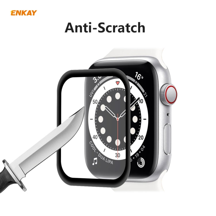 2 PCS For Apple Watch Series 6/5/4/SE 40mm ENKAY Hat-Prince 3D Full Screen PET Curved Hot Bending HD Screen Protector Film