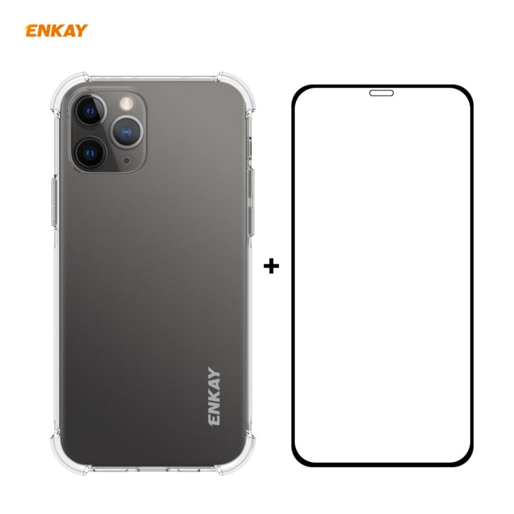 Hat-Prince ENKAY 2 in 1 Clear TPU Soft Case Shockproof Cover + 0.26mm 9H 2.5D Full Glue Full Coverage Tempered Glass Protector Film, For iPhone 12 mini, For iPhone 12 / 12 Pro, For iPhone 12 Pro Max