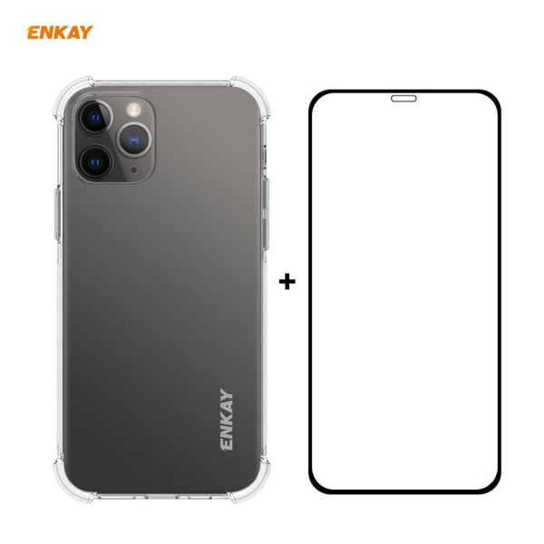 Hat-Prince ENKAY 2 in 1 Clear TPU Soft Case Shockproof Cover + 0.26mm 9H 2.5D Full Glue Full Coverage Tempered Glass Protector Film, For iPhone 12 mini, For iPhone 12 / 12 Pro, For iPhone 12 Pro Max