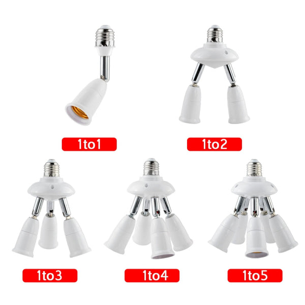 E27 to E27 Splitter Adjustable LED Light Bulb Holder Adapter Converter Socket Light Bulb Holder, 1 In 1, 2 In 1, 3 In 1, 4 In 1, 5 In 1