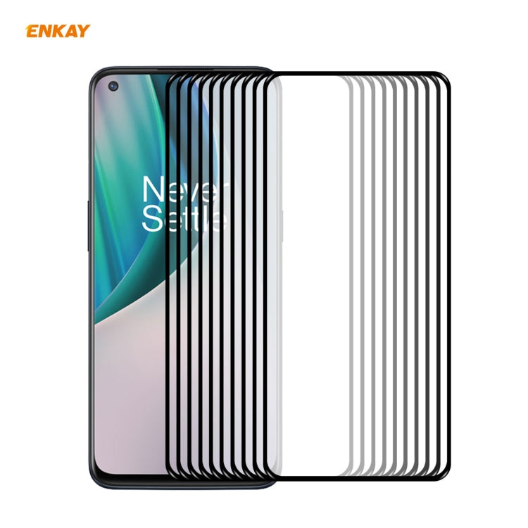 10 PCS ENKAY Hat-Prince Full Glue 0.26mm 9H 2.5D Tempered Glass Full Coverage Film, For Huawei Nova 8 SE, For Samsung Galaxy A12, For OnePlus Nord N10 5G, For OnePlus Nord N100
