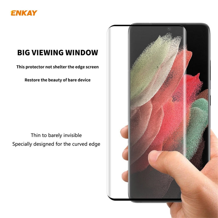 For Samsung Galaxy S21 Ultra ENKAY Hat-Prince 0.26mm 9H 3D Explosion-proof Full Screen Curved Heat Bending Tempered Glass Film
