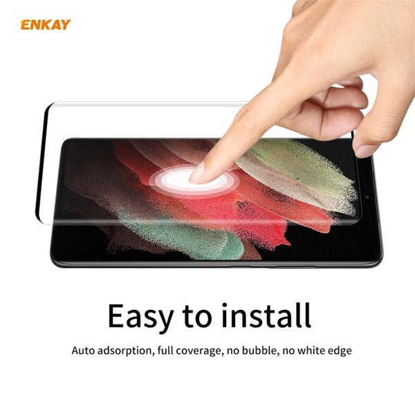 For Samsung Galaxy S21 Ultra ENKAY Hat-Prince 0.26mm 9H 3D Explosion-proof Full Screen Curved Heat Bending Tempered Glass Film