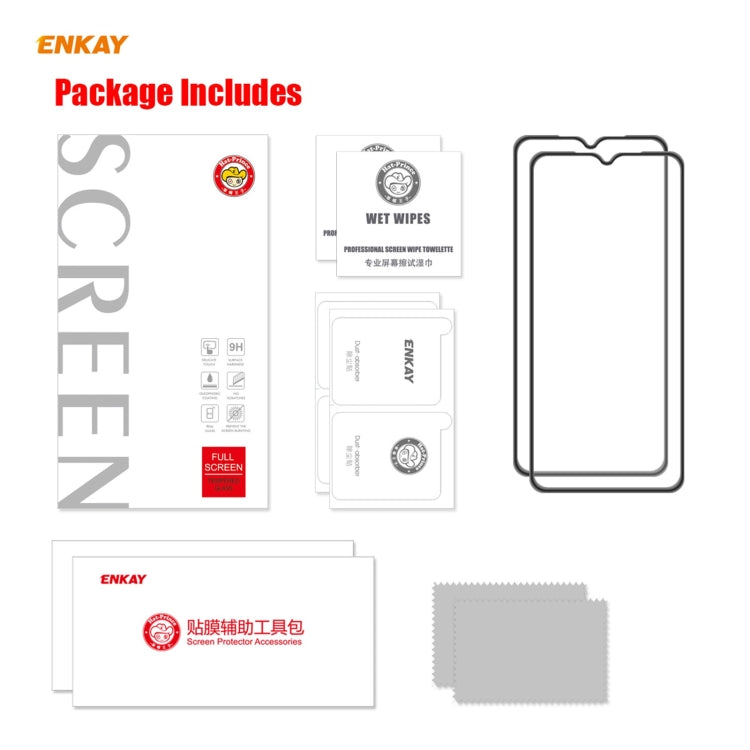 2 PCS ENKAY Hat-Prince Anti-drop Full Glue Tempered Glass Full Screen Film Anti-fall Protector, For Samsung Galaxy A32 5G / M12 / A12, For Samsung Galaxy A52 4G / 5G, For Samsung Galaxy A72 4G / 5G