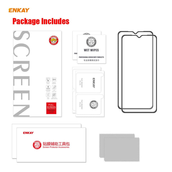2 PCS ENKAY Hat-Prince Anti-drop Full Glue Tempered Glass Full Screen Film Anti-fall Protector, For Samsung Galaxy A32 5G / M12 / A12, For Samsung Galaxy A52 4G / 5G, For Samsung Galaxy A72 4G / 5G