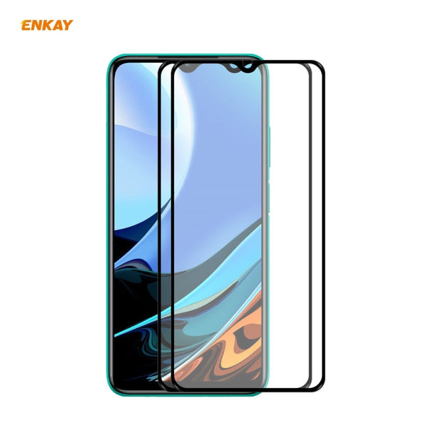 2 PCS ENKAY Hat-Prince Full Glue 0.26mm 9H 2.5D Tempered Glass Full Coverage Film