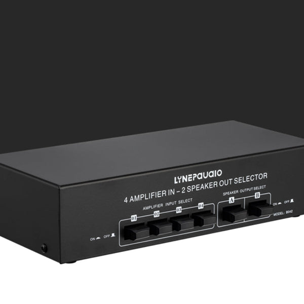 B042 4-in 2-out Power Amplifier Sound Switcher Loudspeaker Switch Distributor, 300W Per Channel Lossless Sound Quality, B042