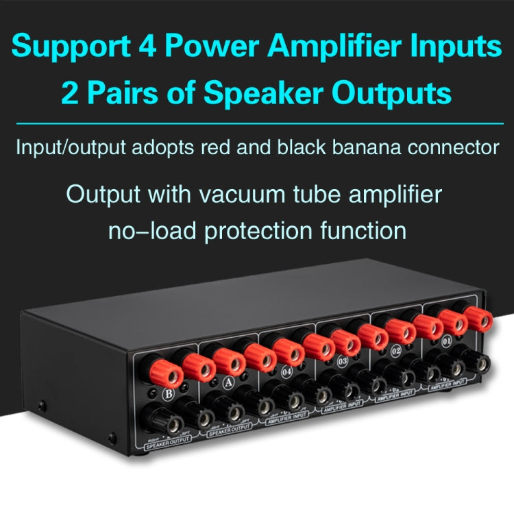 4 Input 2 Output Power Amplifier And Speaker Switcher Speaker Switch Splitter Comparator 300W Per Channel Without Loss Of Sound Quality, 4 In 2 Out